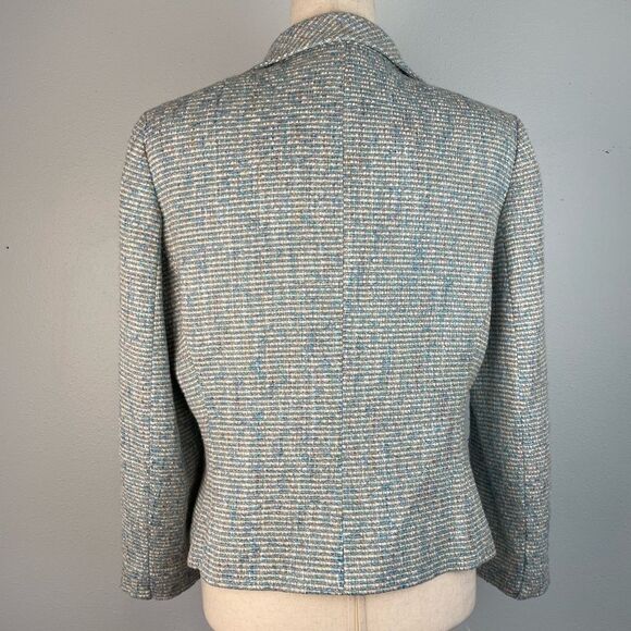 Vintage Albert Nipon Light Blue Tweed Dress Jacket Size 10 - Picture 5 of 7